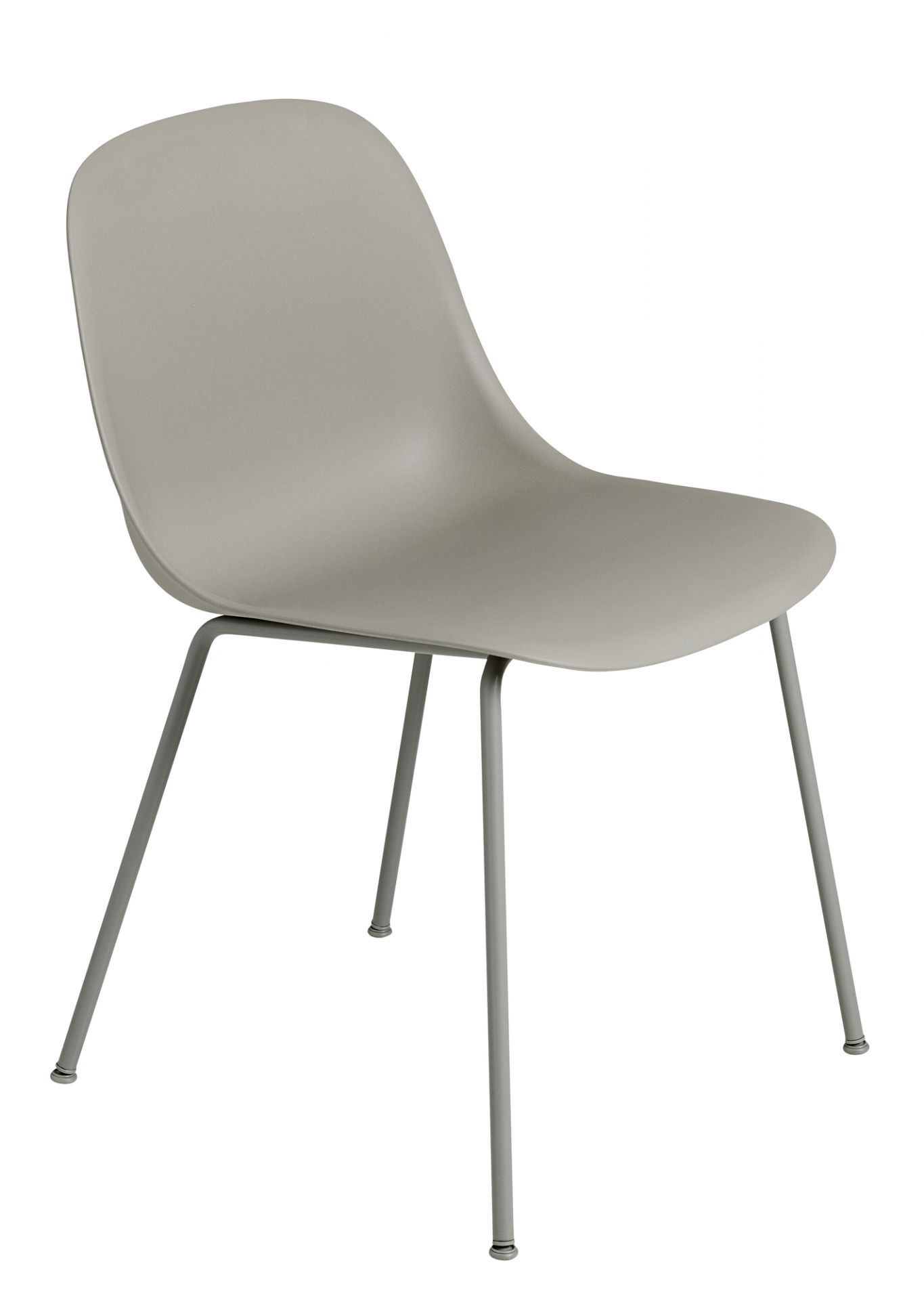 Grauer Fiber Side Chair von Muuto mit Stahlrohrgestell, moderner Designstuhl für Esszimmer und Büro.